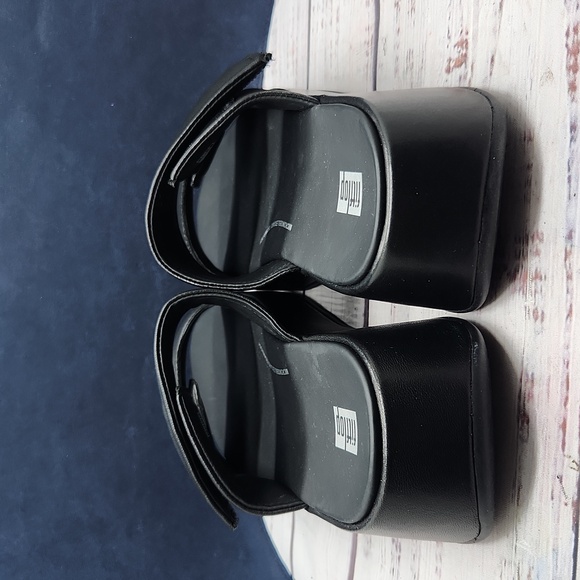 NEW Fitflop | F-Mode Padded Leather Flatform Two-Bar Slides Women's 8 - Picture 7 of 11